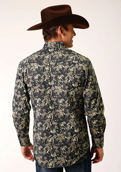 Roper 1720 Vintage Floral (Black) - Men's Western Shirt