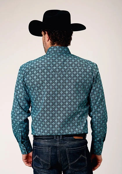 Roper 1845 Lattice Medallion (Blue) - Men's Western Shirt