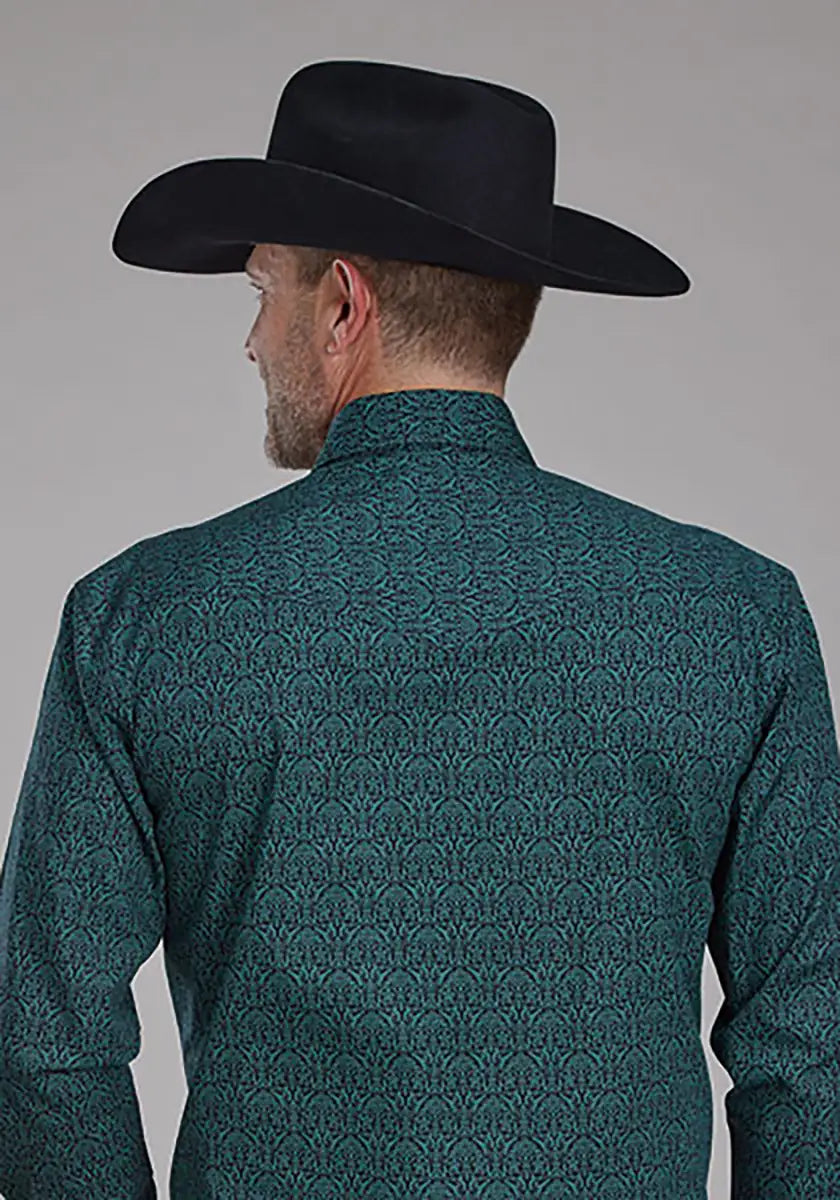Roper Oak Forest Vintage Paisley (Green) - Men's Western Shirt