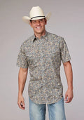 Roper 2009 Sketchy Paisley Print (Brown) - Men's Short Sleeve Shirt