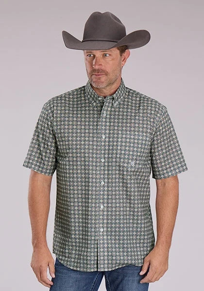 Roper 2501 Medallion Foulard (Grey) - Men's Short Sleeve Shirt