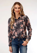 Roper 1751 Coral Floral (Grey) - Women's Western Blouse