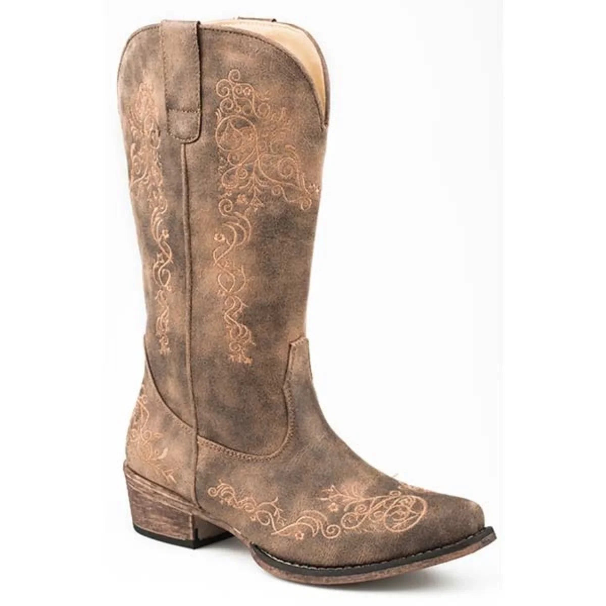 Roper Riley Scroll (Brown) - Women's Cowgirl Boot