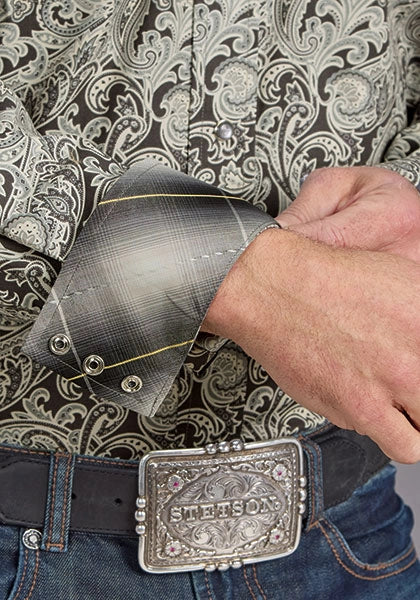 Stetson 2235 Silver Paisley (Grey) - Men's Western Shirt