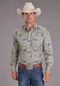 Stetson 2515 Summer Medallion (Blue) - Men's Western Shirt