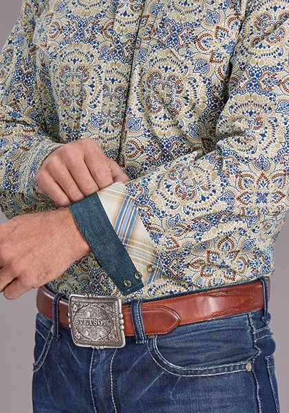 Stetson 2515 Summer Medallion (Blue) - Men's Western Shirt