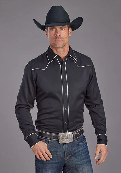 Stetson 2302 Rugged Twill (Black) - Men's Western Shirt