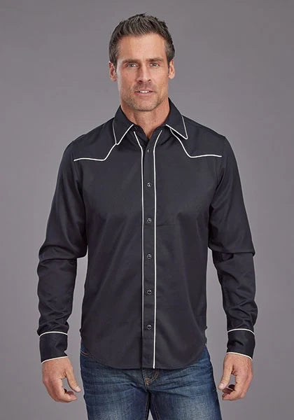 Stetson 2302 Rugged Twill (Black) - Men's Western Shirt