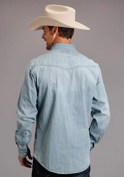 Stetson Stretch Denim (Light Wash) - Men's Western Shirt
