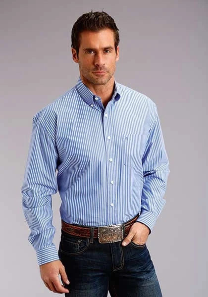 Stetson 0898 Candy Stripe Straight (Blue) - Men's Western Shirt