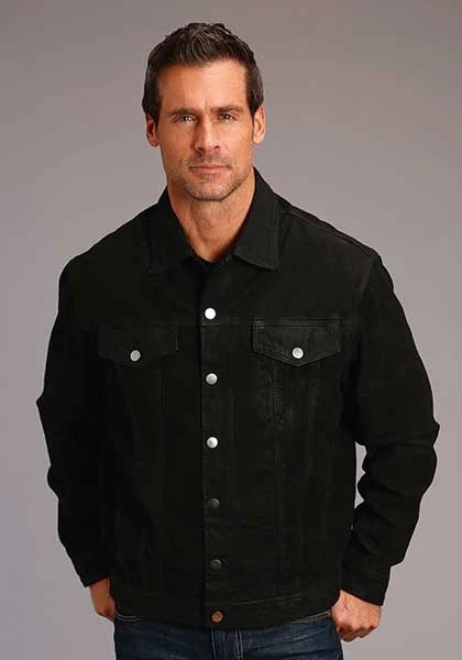 Stetson Novelty Solid Distressed (Black) - Men's Leather Jacket