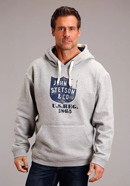 Stetson Distressed Shield (Grey) - Men's Hoodie Sweatshirt