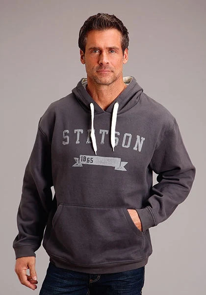 Stetson White Logo (Grey) - Men's Hoodie Sweatshirt