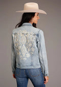 Stetson Back Floral Embroidery (Light Wash) - Women's Denim Jacket