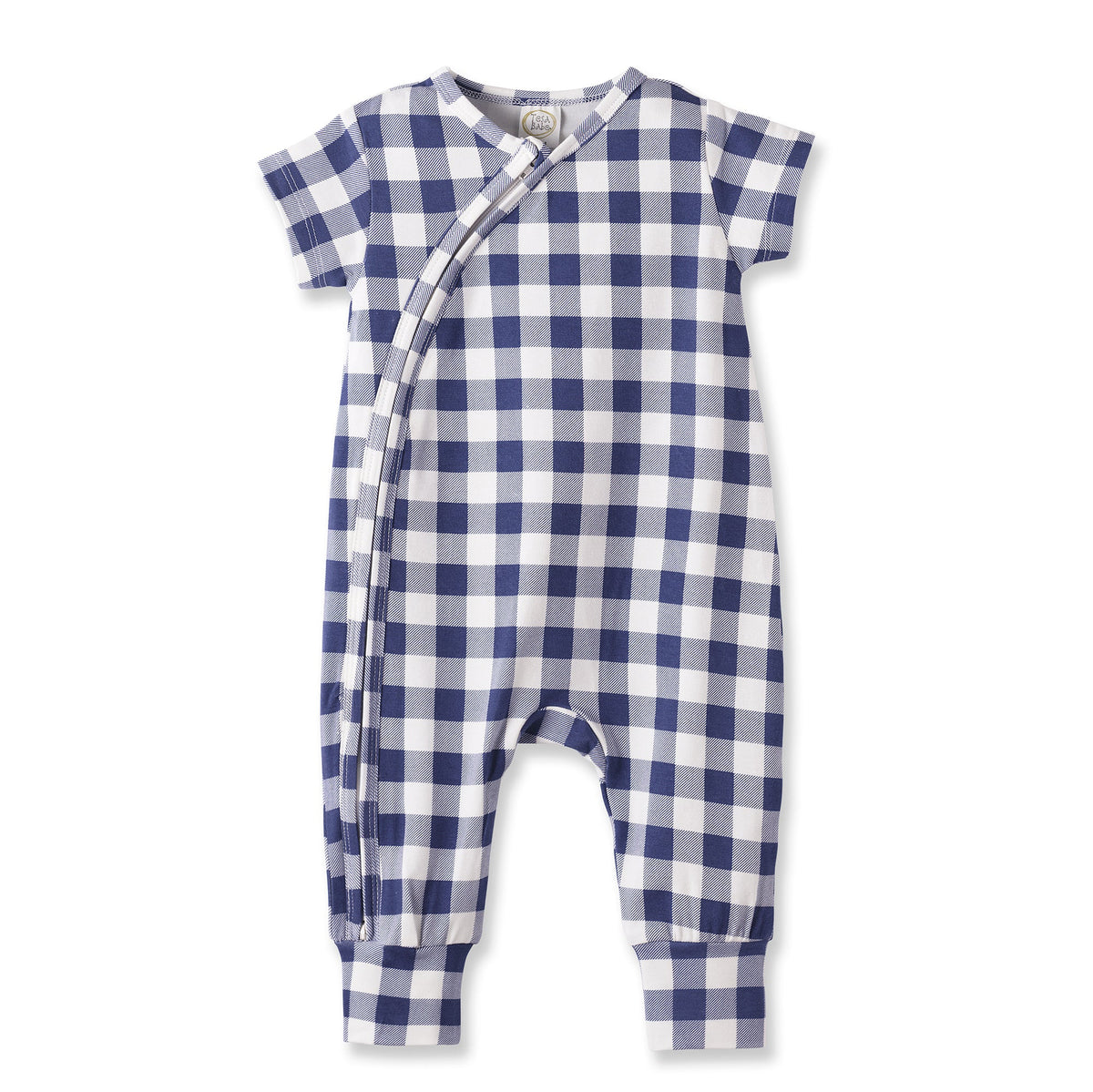 Picnic Plaid Bamboo Baby Zipper Romper w/Convertible Cuffs