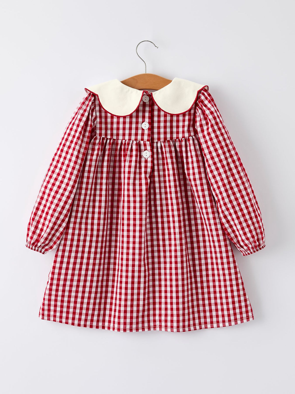 Christmas Embroidered Christmas Tree Plaid Girls Dress