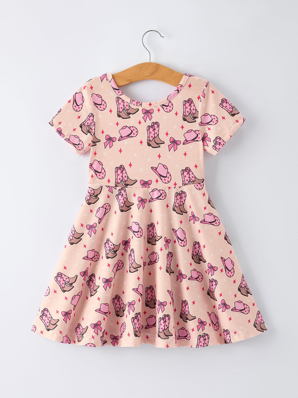 Western Print Girl Short Sleeve Dress