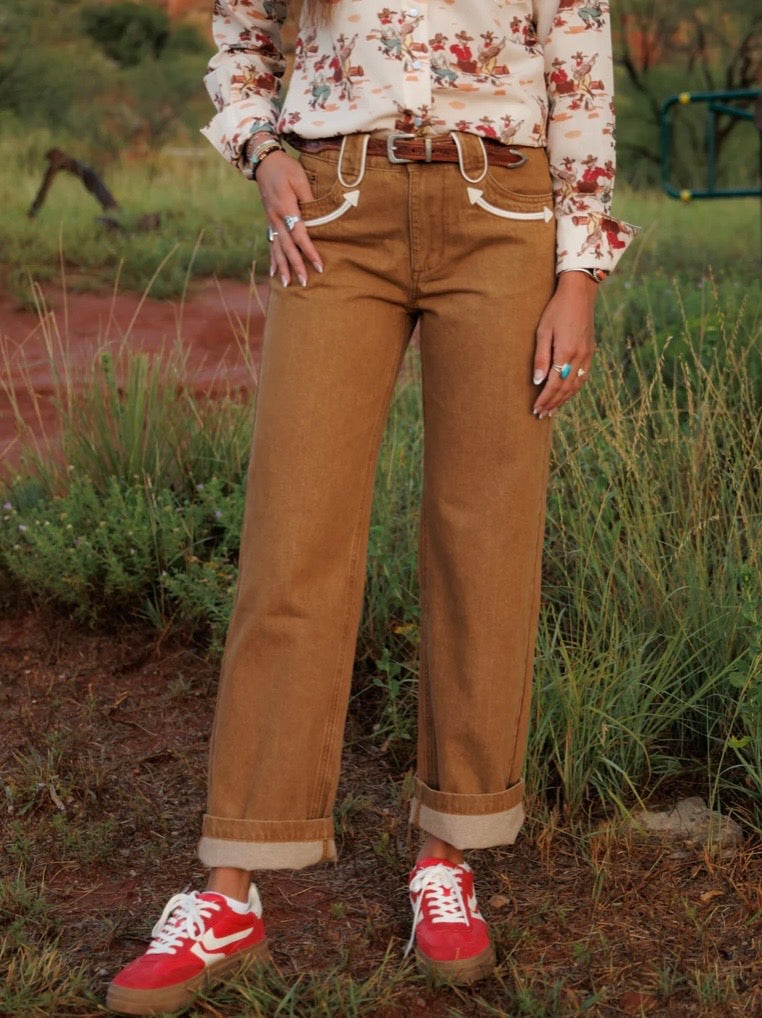 The Abilene Jeans in Tan-BEST SELLER