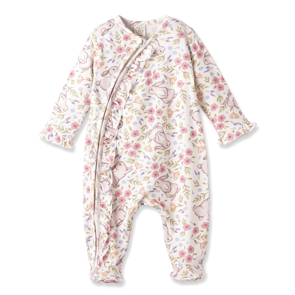 Bunny Blooms Soft Bamboo Zipper Romper for Easter