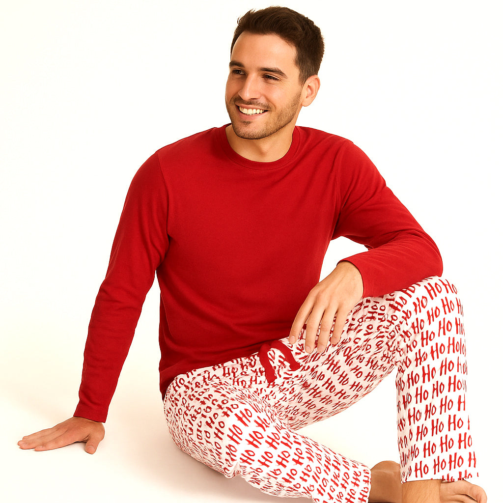 Christmas Ho-Ho-Ho Adult Bamboo Pajama Pants-Family Matching