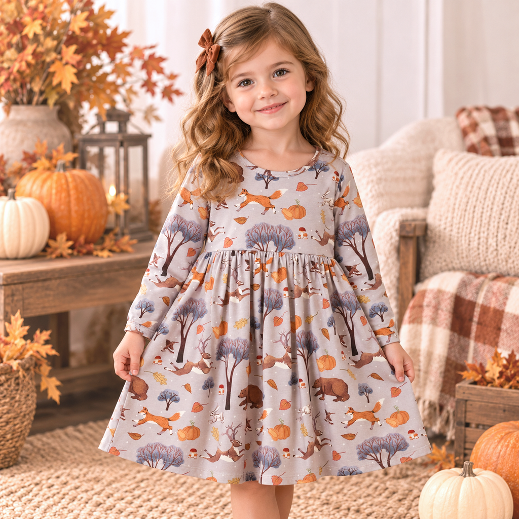 Forest Frolic Twirl Dress - Bamboo Fall Girls Outfit