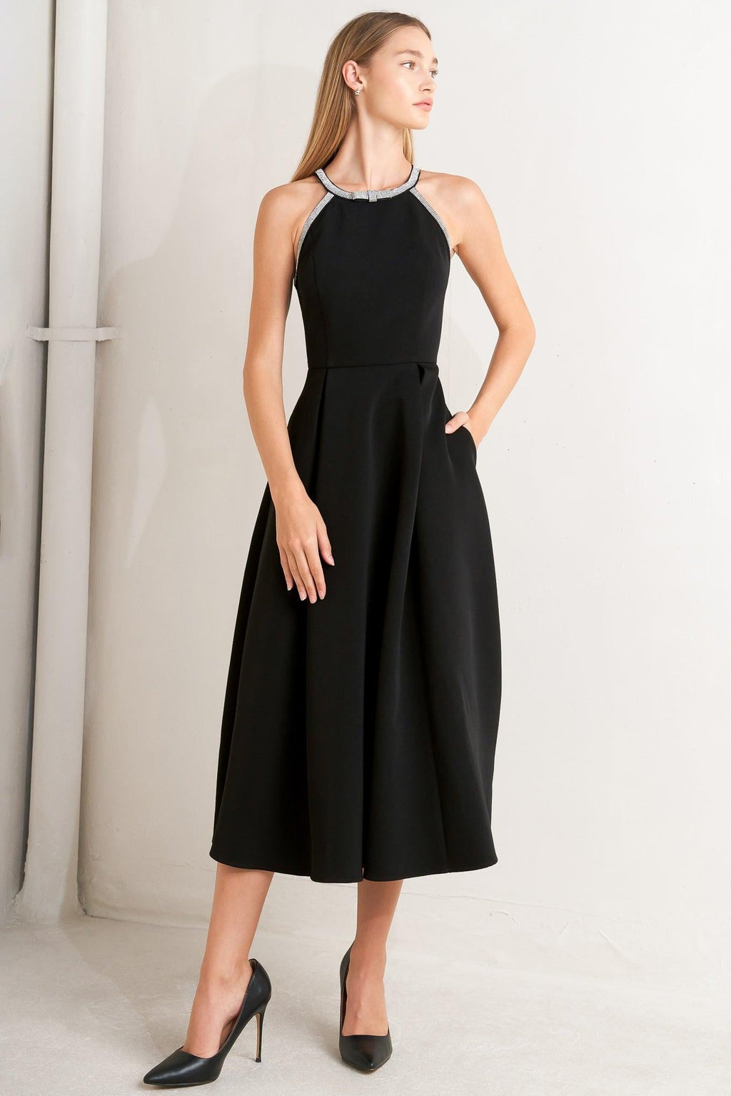 GALAXY CHARM WOVEN MIDI DRESS