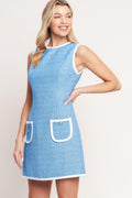 BLUE SKIES AND DAYDREAMS WOVEN MINI DRESS