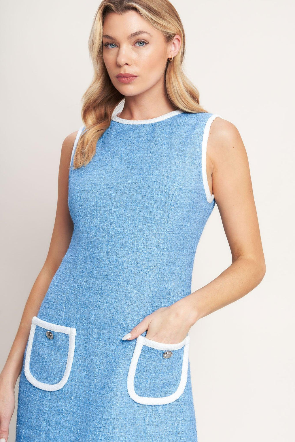 BLUE SKIES AND DAYDREAMS WOVEN MINI DRESS