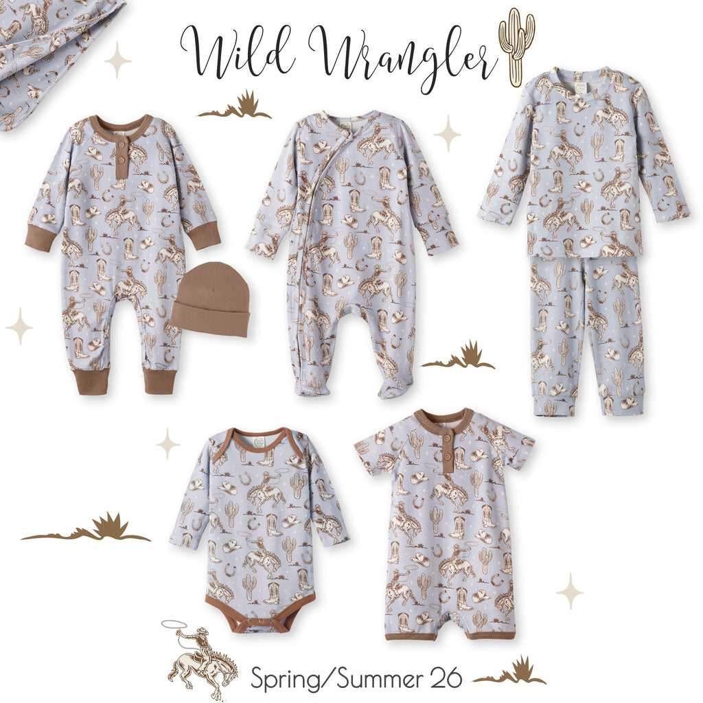 Wild Wrangler/Blue Cowboy Western Bamboo Kids Pajama Set