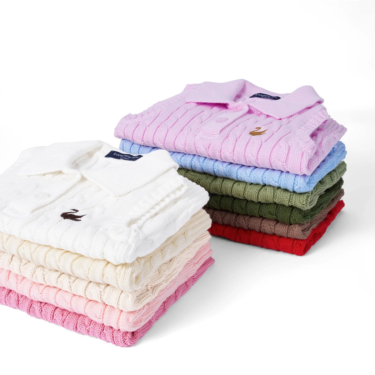 Cable Knit Sleeveless Polo Shirt in Rose Pink