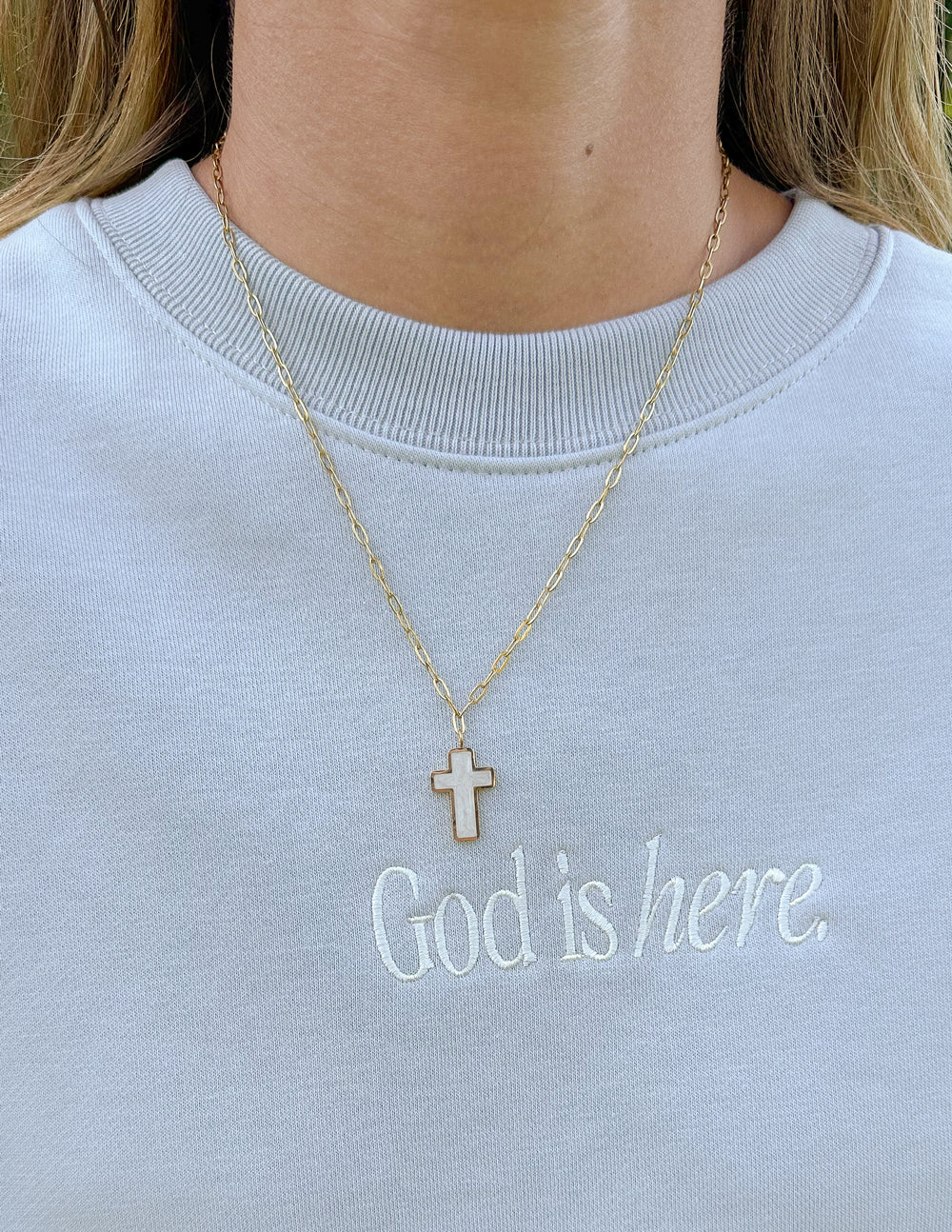 White Enamel Cross Necklace