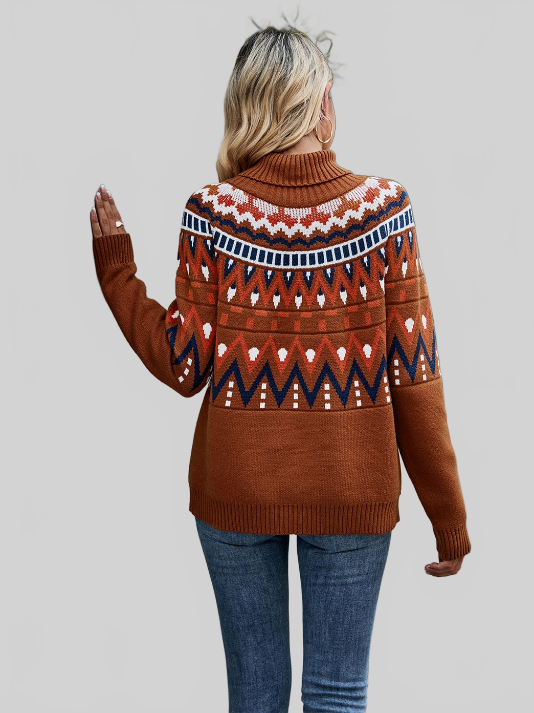 Turtleneck Ribbed Trim Pullover Sweater