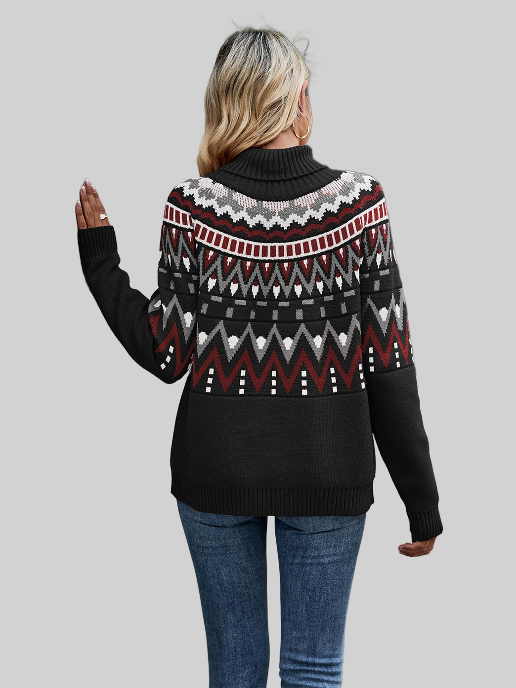 Turtleneck Ribbed Trim Pullover Sweater